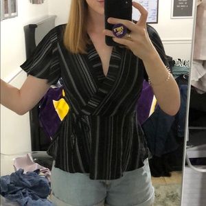 Black and white striped top shirt